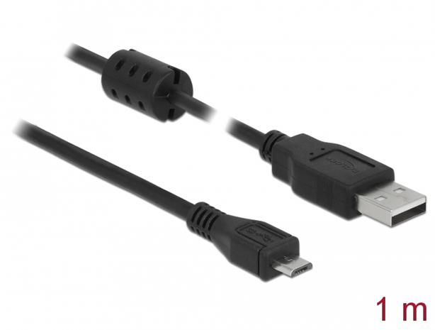 Delock 84901 USB 2.0 Type-A male > USB 2.0 Micro-B male, kaapeli 1m