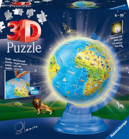 Ravensburger Light Up Children's World Map 3D Puzzle 180pc 3D Palapeli