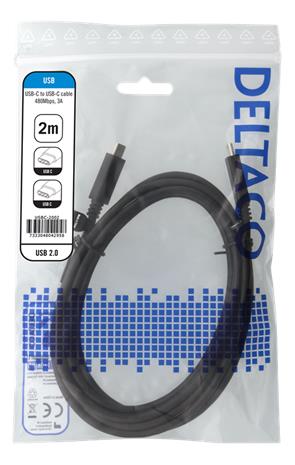 Deltaco USBC-2002 USB 2.0, latauskaapeli 2m
