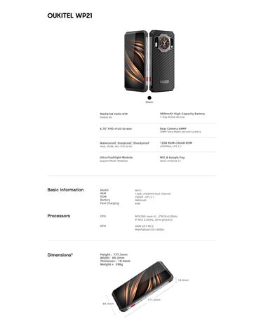 Oukitel WP21 4G 12/256GB IP68, älypuhelin