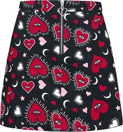 Hell Bunny - Kate Heart Skirt - Lyhyt hame - Naiset - Musta punainen