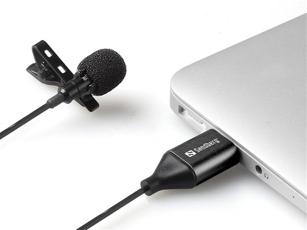 Sandberg Streamer USB Clip Microphone (126-40), lavalier-mikrofoni