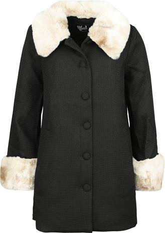 Hell Bunny - Faustine Coat - Pitkät Takit - Naiset - Musta beige