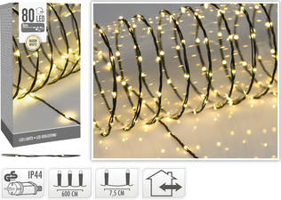 String lights 80 LED IP44 6m, Warm white