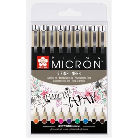 Sakura Pigma Micron Fineliner Basic 9-setti kuitukärkikynä