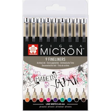 Sakura Pigma Micron Fineliner Basic 9-setti kuitukärkikynä