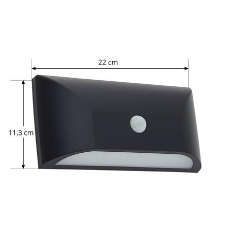 Lindby LED-ulkoseinävalaisin Siana, musta, PC, anturi