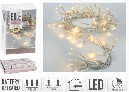 String lights 80 LED IP44 6m, Warm white