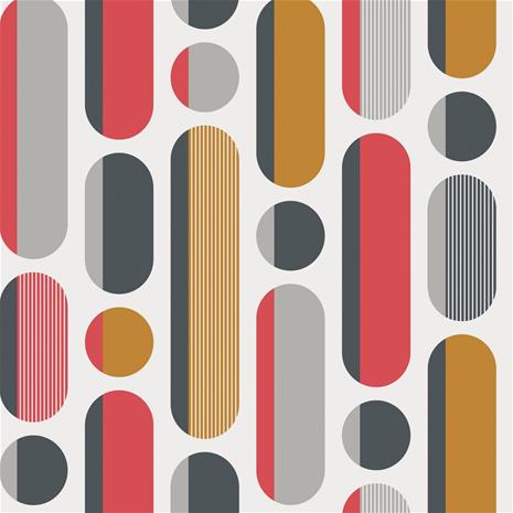 Morse Red/Grey/Mustard - 118719 Tapetti