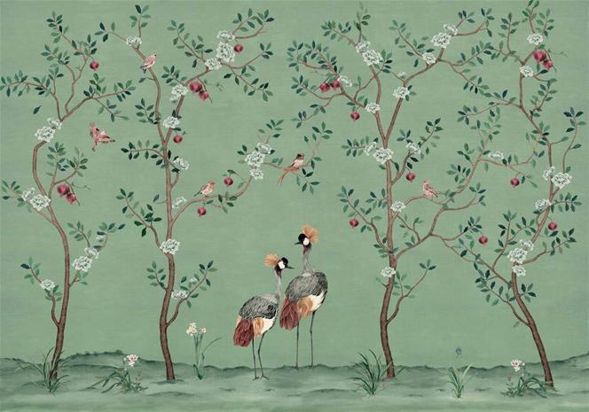 Crowned Crane Turquoise - B00161 Tapetti