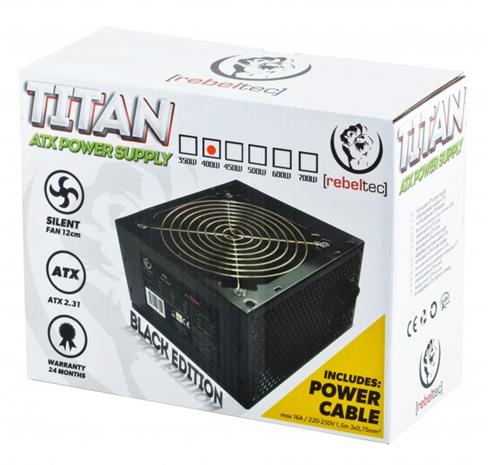 Rebeltec TITAN 400 ATX 80Plus, virtalähde – kuva 4/4