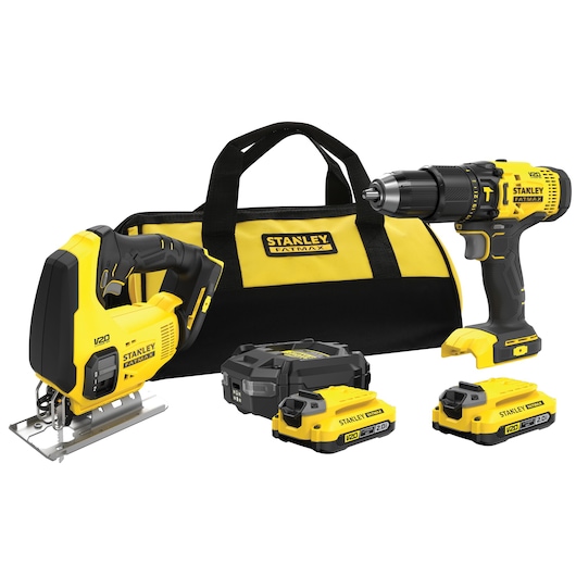 Työkalusarja Stanley SFMCK212D2S-QW (SFMCD711 + FMCS600); 18 V; 2x2,0 Ah akku