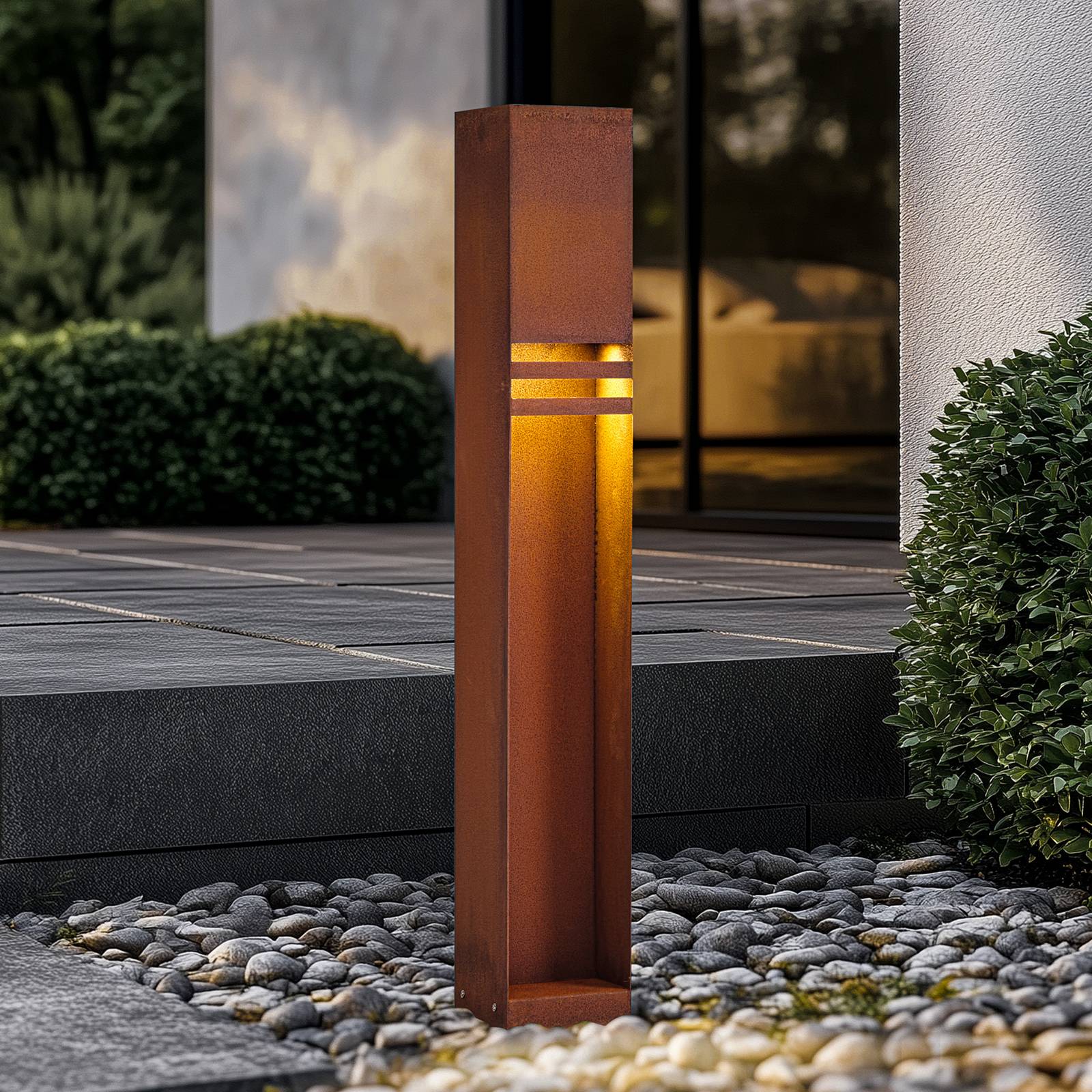 Lucande LED-pylväsvalaisin Oxido, ruosteenvärinen, korkeus 80 cm, IP44