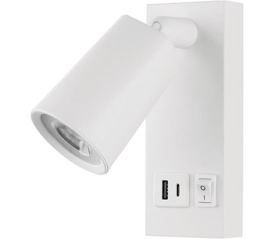 LED-seinävalaisin USB:n kanssa LED/5W/230V musta
