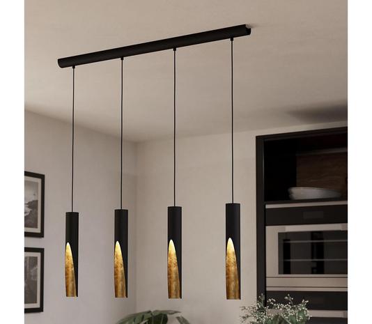 LED-riippuvalaisin Barbotto musta/kulta, 4 lamppua
