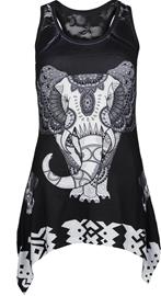 Innocent - Mandala Elephant Lace Panel Vest - Toppi - Naiset - Musta valkoinen