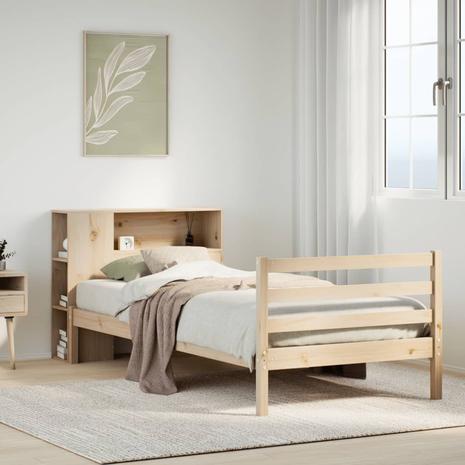 vidaXL Sänky kirjahyllyllä ilman patjaa 90x190 cm täysi mänty