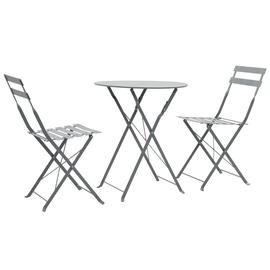 vidaXL 3-osainen Bistrosarja Teräs Harmaa, Puutarhakalusteet