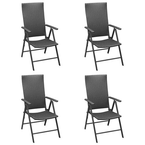 vidaXL Puutarhatuolit 4 kpl polyrottinki musta – kuva 1/8