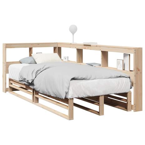 vidaXL Sänky kirjahyllyllä ilman patjaa 90x190 cm täysi mänty