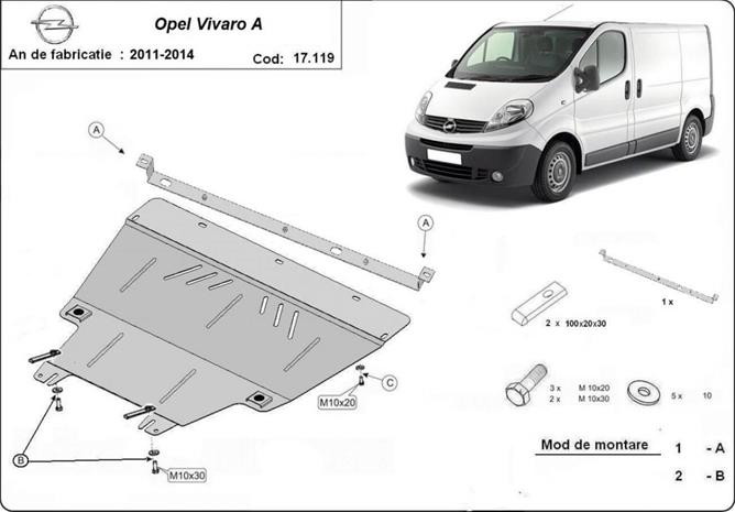Pohjapanssari moottorille Renault Trafic (2011-2014), terästä