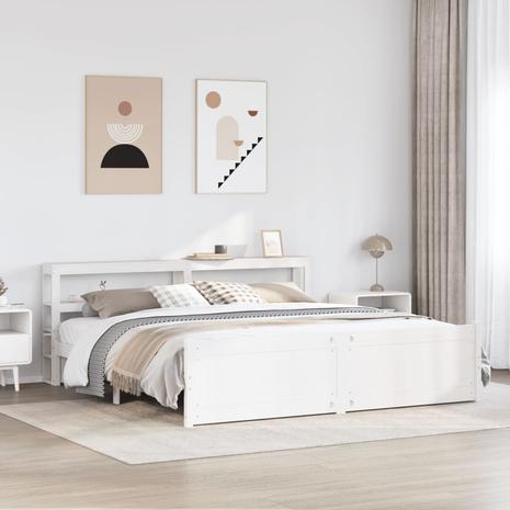 vidaXL Sängynrunko päädyllä valkoinen 180x200 cm täysi mänty