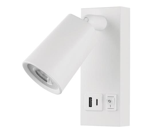 LED-seinävalaisin USB:n kanssa LED/5W/230V musta