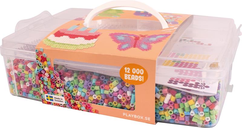 Playbox Askartelusetti + Putkihelmiä Happy Mix 12000 Kpl