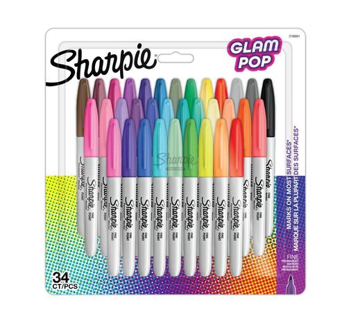 Sharpie Permanent Marker Fine Glam Pop 34-Blister