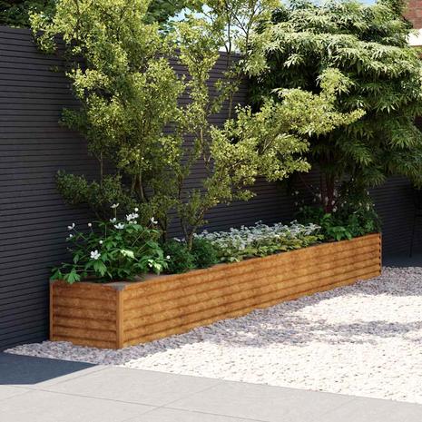 vidaXL Korotettu kukkalaatikko 386x50x36 cm Corten teräs – kuva 1/4