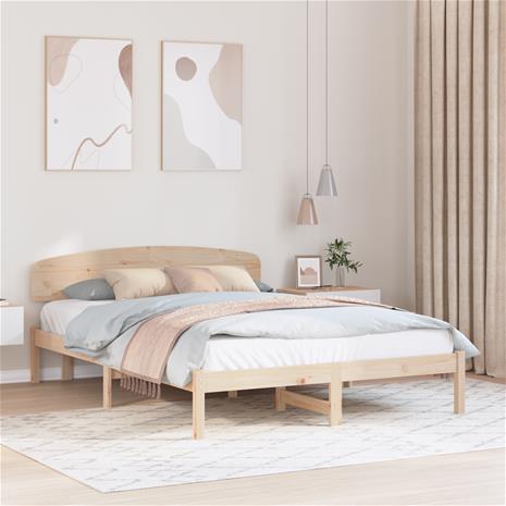vidaXL Sängynrunko päädyllä 150x200 cm täysi mänty
