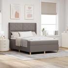 vidaXL Petauspatja Sängynpäällä & Patja LED Taupe 140x190 cm Kangas