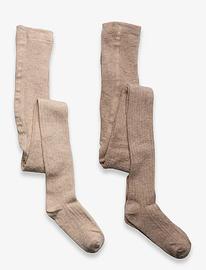 Minymo Wool Stocking - Rib 2-Pack Sukkahousut Purple Minymo