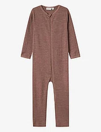 name it Nmfwang Wool Needle Nightsuit Solid Pyjama Sie Jumpsuit Haalari Brown Name It
