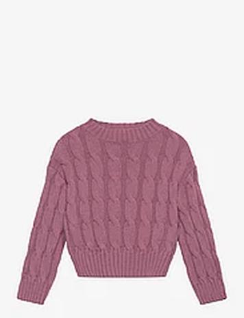 Mango Braided Knitted Sweater Tops Knitwear Pullovers Pink Mango