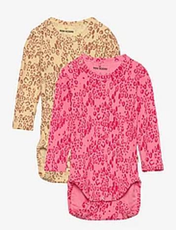 Mini Rodini Mini Leopard Aop 2-Pack Ls Body Bodies Long-sleeved Multi/patterned Mini Rodini