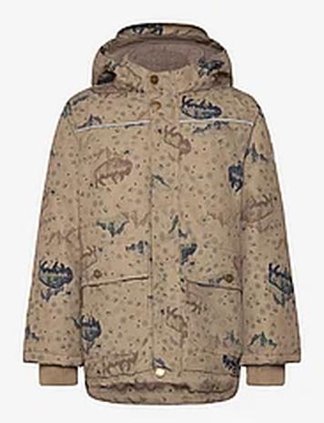 mikk-line Polyester Boys Jacket - Aop Outerwear Jackets & Coats Winter Jackets Brown Mikk-line