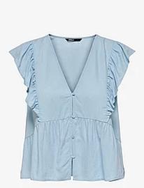 ONLY Onlrian Flonce S/S Top Wvn Tops Blouses Short-sleeved Blue ONLY