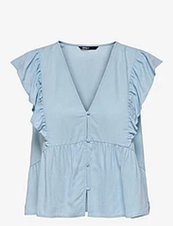 ONLY Onlrian Flonce S/S Top Wvn Tops Blouses Short-sleeved Blue ONLY