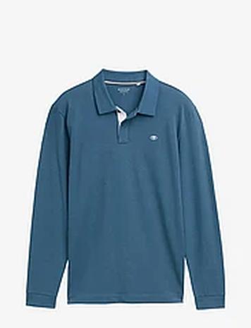 Tom Tailor Basic Polo With Contrast Tops Polos Long-sleeved Blue Tom Tailor