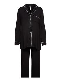 Lindex Maternity Soft Piping Pj Jerse Pyjama Black Lindex