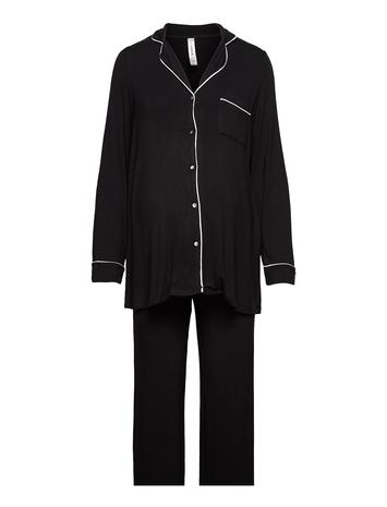Lindex Maternity Soft Piping Pj Jerse Pyjama Black Lindex