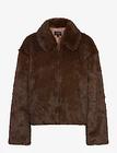 Bardot Sylvie Zip Faux Fur Jacket Outerwear Faux Fur Brown Bardot, Naisten ulkovaatteet