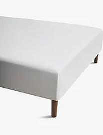 Juna Percale Fitted Sheet W/Elastic 120X30X200 Cm White Home Textiles Bedtextiles Sheets White Juna