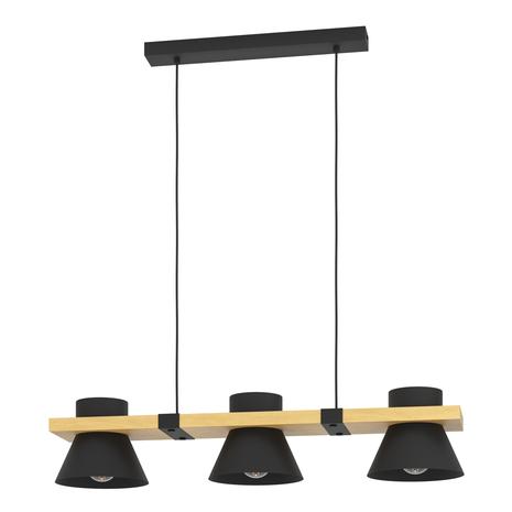 Riippuvalaisin Maccles musta, puu, 3-lamppuinen – kuva 1/8