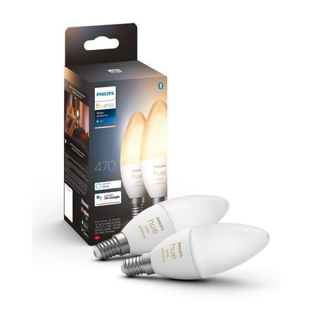 Philips Hue White Ambiance 6 W E14, bluetooth-kynttilälamput 2 kpl