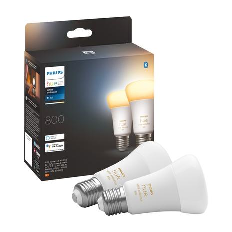 Philips Hue White Ambiance E27, bluetooth/Zigbee-lamput 8,5 W, 2 kpl