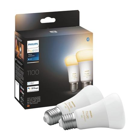 Philips Hue White Ambiance E27, bluetooth/Zigbee-lamput 8,5 W, 2 kpl