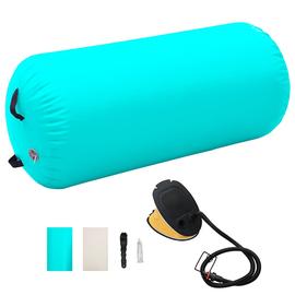 vidaXL Täytettävä voimistelurulla pumpulla 120x75 cm PVC vihreä