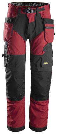 Snickers 6902 FlexiWork Työhousut punainen/musta C148